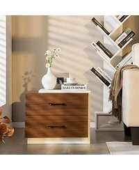 Sugift Modern Nightstand with 2 Drawers for Bedroom Living Room