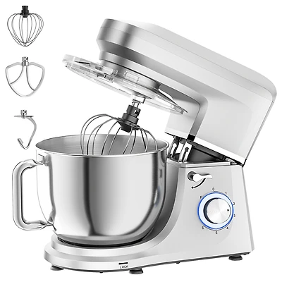 7.5 Qt Tilt-Head Stand Mixer 6 Speed with Egg Whisk, Dough Hook & Whisk