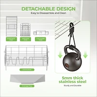 Sugift 2-Tier Detachable Stainless Steel Dish Drying Rack with Cutlery Box and Cup Holder