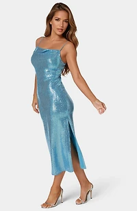 Bebe Women's Spaghetti Gown Long Slim Maxi Dress