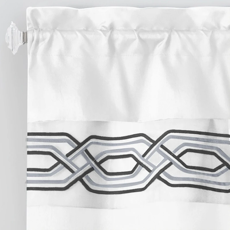 Kate Aurora Pacifico Complete 3 Piece Rod Pocket Embroidered Tier & Valance Kitchen Curtain Set