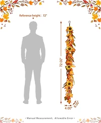 Glitzhome 6ft Fall Maple Leaf and Sunflower Garland