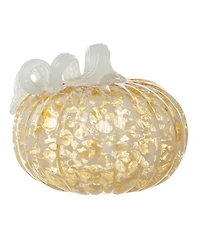 Glitzhome 6"D Fall Amber Dots Round Glass Pumpkin