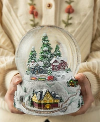 Glitzhome 150mm Christmas Oversized Resin Lighted Musical Snowflakes Village Waterglobe