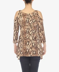 Women's Snake Print Cold Shoulder Tunic