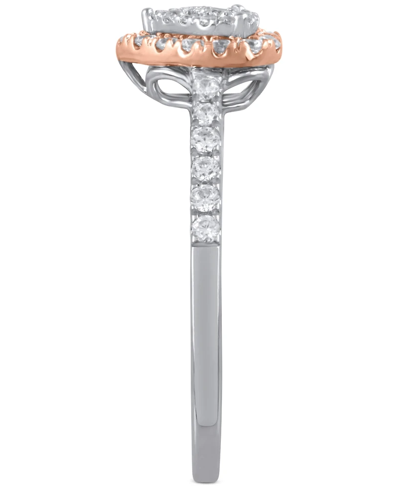 Diamond Heart Cluster Ring (1/2 ct. t.w.) in 14k Rose & White Gold