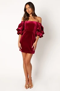Petal and Pup Womens Dali Off Shoulder Velvet Mini Dress