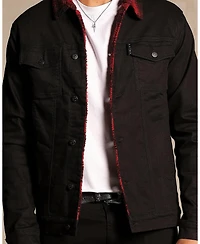 Saint Morta Men's Tartan Faux Sherpa Denim Jacket