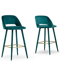 Glamour Home 29.5" Anita Velvet Barstool, Set of 2