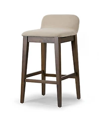 Glamour Home 28.9" Atia Rubberwood, Fabric Counter Height Stool, Set of 2
