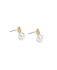Coach Faux Stone Heart Imitation Pearl Drop Earrings