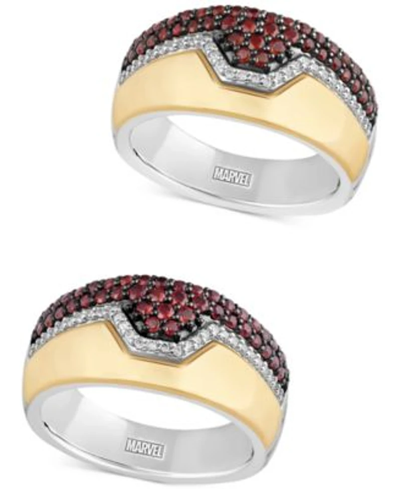 Marvel Wonder Fine Jewelry Mens Women Garnet Ironman Ring In Sterling Silver Gold Plate