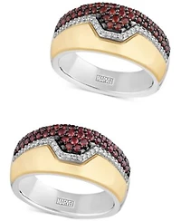 Marvel Wonder Fine Jewelry Mens Women Garnet Ironman Ring In Sterling Silver Gold Plate