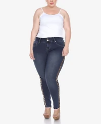 White Mark Plus Super Stretch Denim with Cheetah Pannel
