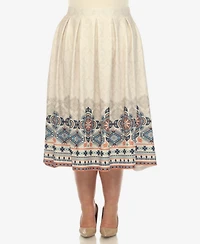 White Mark Plus Pleated Skirt with Border Print