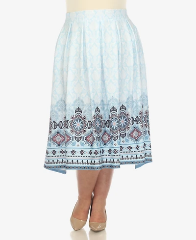 White Mark Plus Pleated Skirt with Border Print