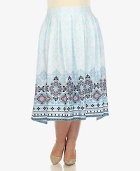 White Mark Plus Pleated Skirt with Border Print
