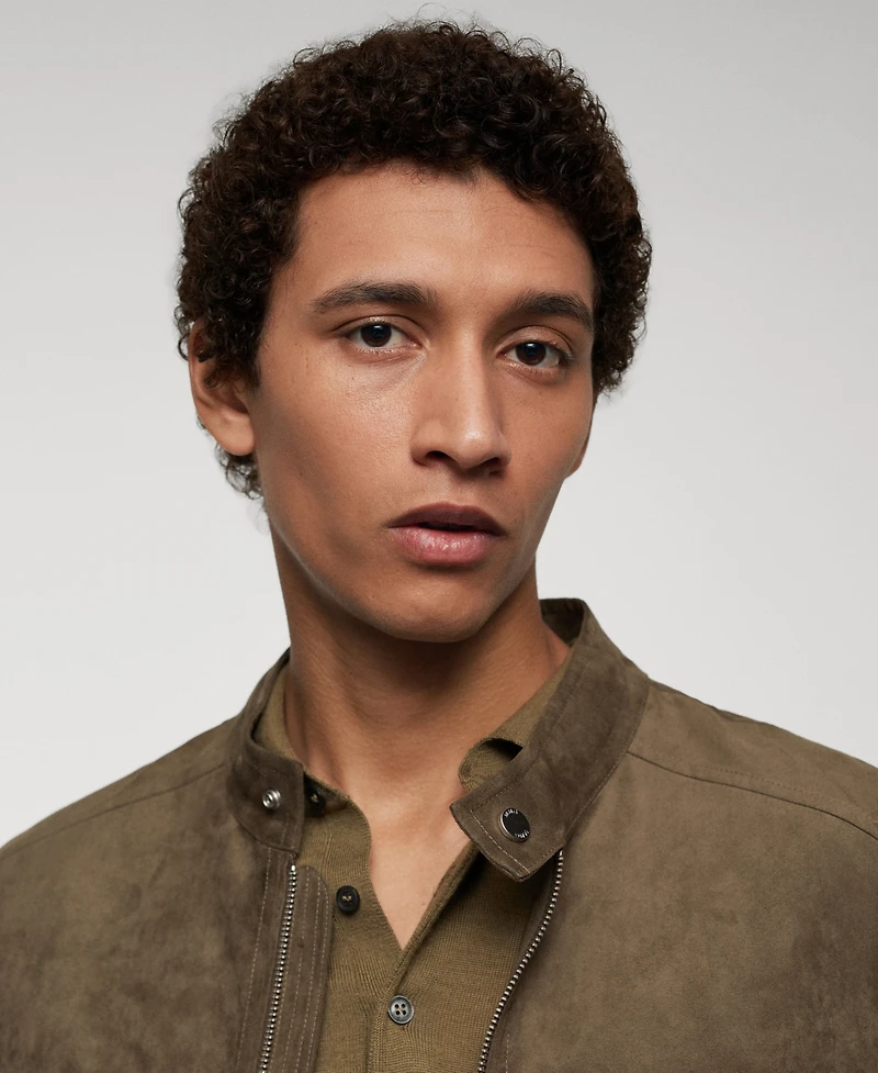 Mango Men's Suede-Effect Zipper Jacket