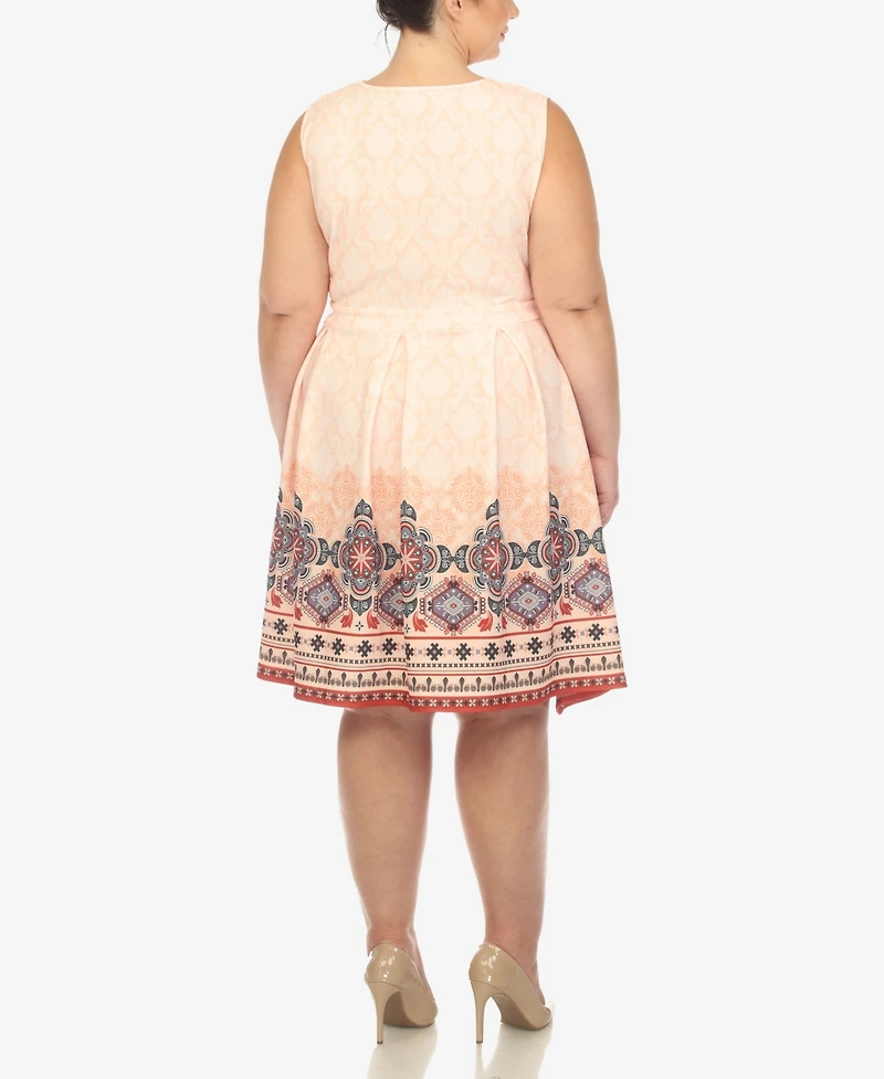 White Mark Plus Fit and Flare Knee Length Dress