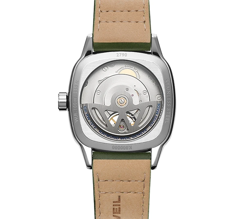 Raymond Weil Men's Swiss Automatic Freelancer Green Leather Strap Watch 40mm
