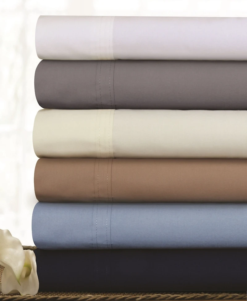 Tribeca Living 300 Thread Count Cotton Percale Extra Deep Pocket Sheet Set