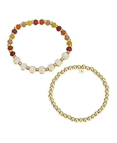 Unwritten Multi Sunburst Quartz Blessed Stone and Beaded Stretch Bracelet Set