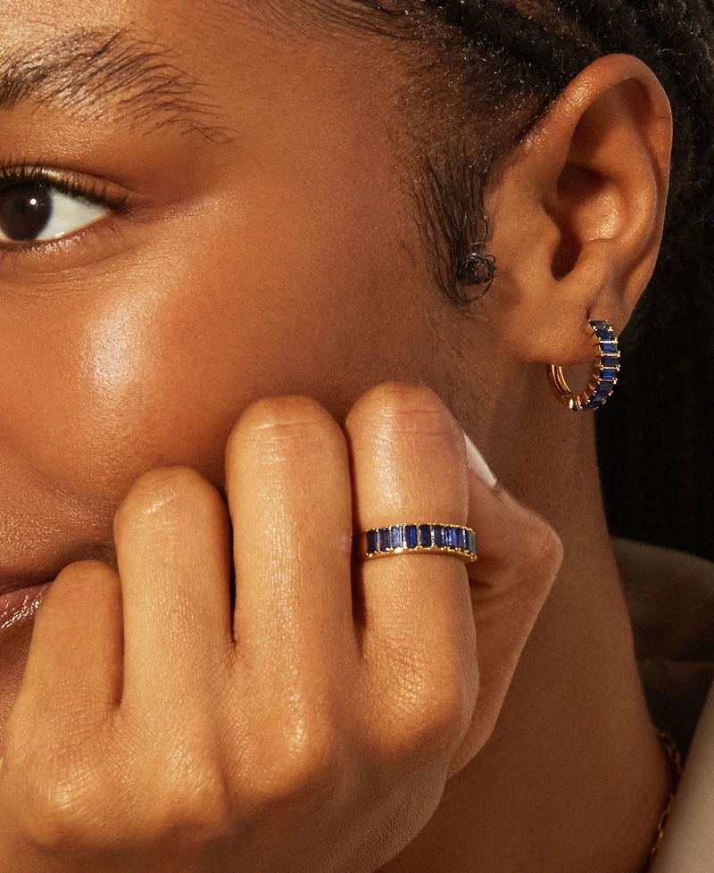 Audrey by Aurate Nano Emerald Color Small Hoop Earrings (1-1/2 ct. t.w.) Gold Vermeil, (Also White Sapphire Color, Ruby &