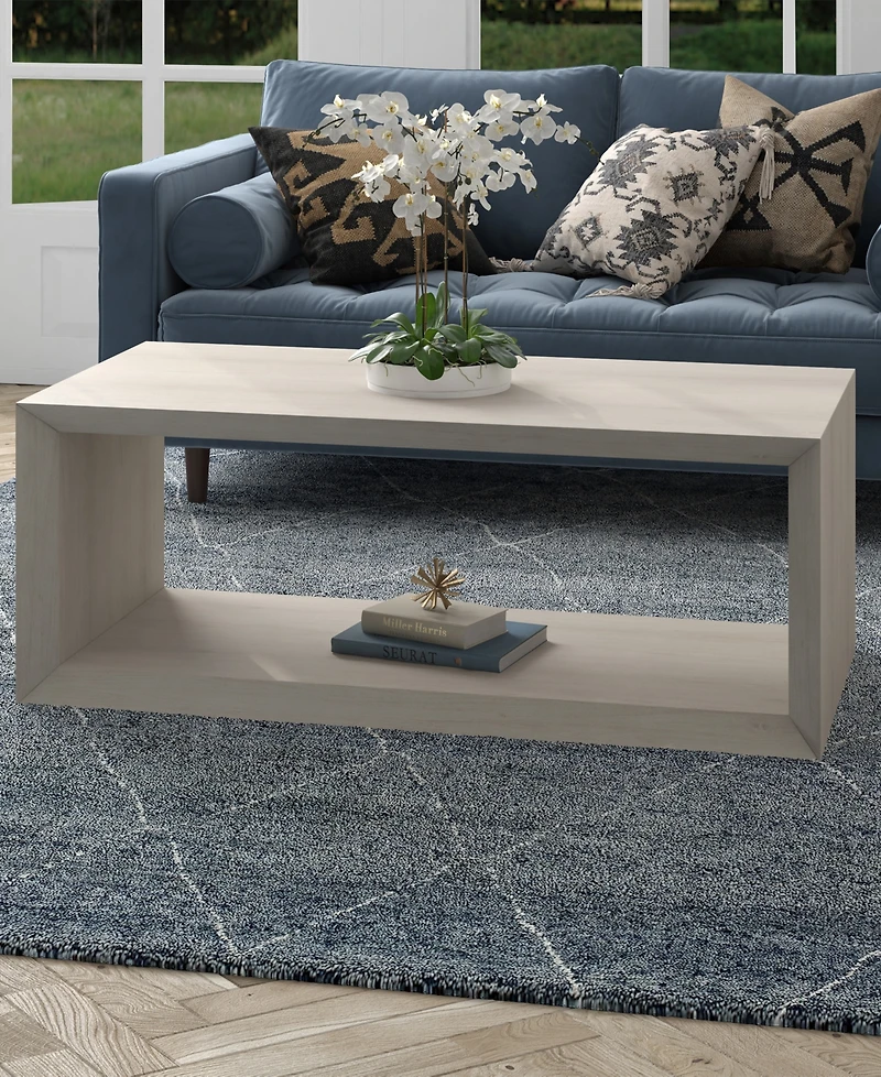 Hudson & Canal Osmond 48" Wide Rectangular Coffee Table in Alder White