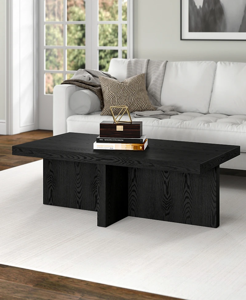 Hudson & Canal Elna 44" Wide Rectangular Coffee Table in Black Grain
