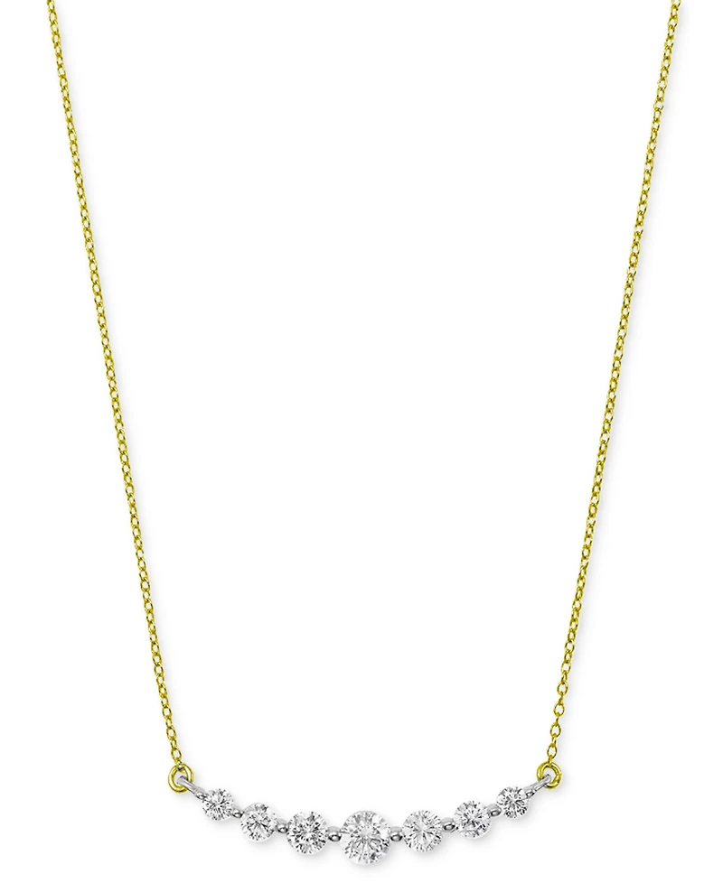Diamond Graduated Bar Statement Necklace (1 ct. t.w.) in 14k Gold & White Gold, 16" + 2" extender