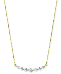 Diamond Graduated Bar Statement Necklace (1 ct. t.w.) in 14k Gold & White Gold, 16" + 2" extender