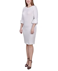 Ny Collection Petite 3/4 Sleeve Textured Knit Dress