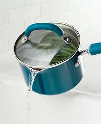 Rachael Ray Create Delicious Aluminum Nonstick 2-Qt. Saucepan with Straining Lid