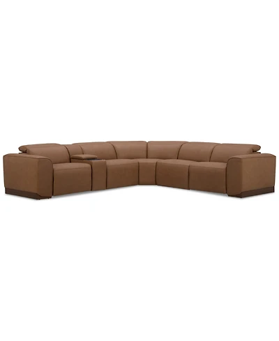 Lovro -Pc. Leather Sectional with 2 Power Motion Chairs & 1 Console