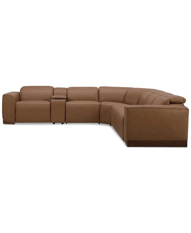 Lovro -Pc. Leather Sectional with Power Motion Chairs & 1 Console