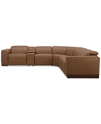 Lovro -Pc. Leather Sectional with Power Motion Chairs & 1 Console