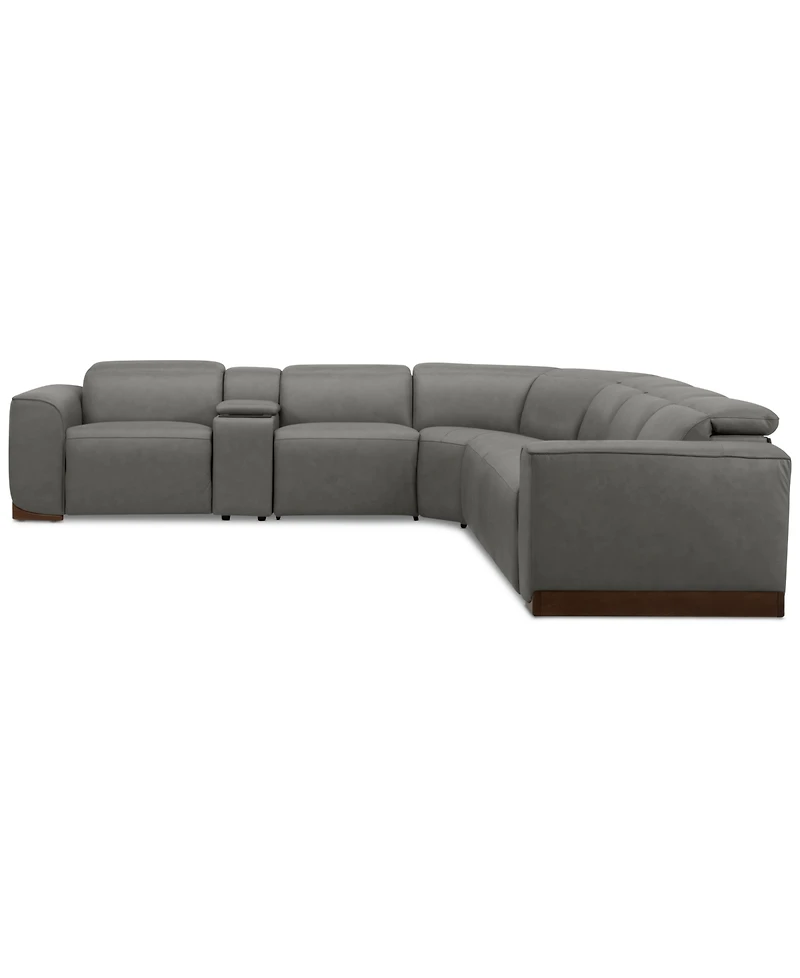 Lovro -Pc. Leather Sectional with Power Motion Chairs & 1 Console