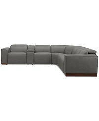 Lovro -Pc. Leather Sectional with Power Motion Chairs & 1 Console