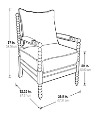 Office Star Kaylee Antique White Spindle Chair with Indigo Fabric