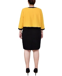 Ny Collection Plus 3/4 Sleeve Textured Knit 2 Piece Dress Set