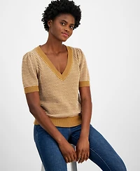 Tommy Hilfiger Women's Cotton V-Neck Short-Sleeve Sweater