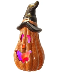 National Tree Company 8" Halloween Jack O' Lantern with Led Lights, Orange