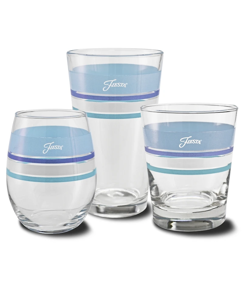 Fiesta Coastal Blues Edgeline 15-Ounce Tapered Dof Double Old Fashioned Glass Set of 4