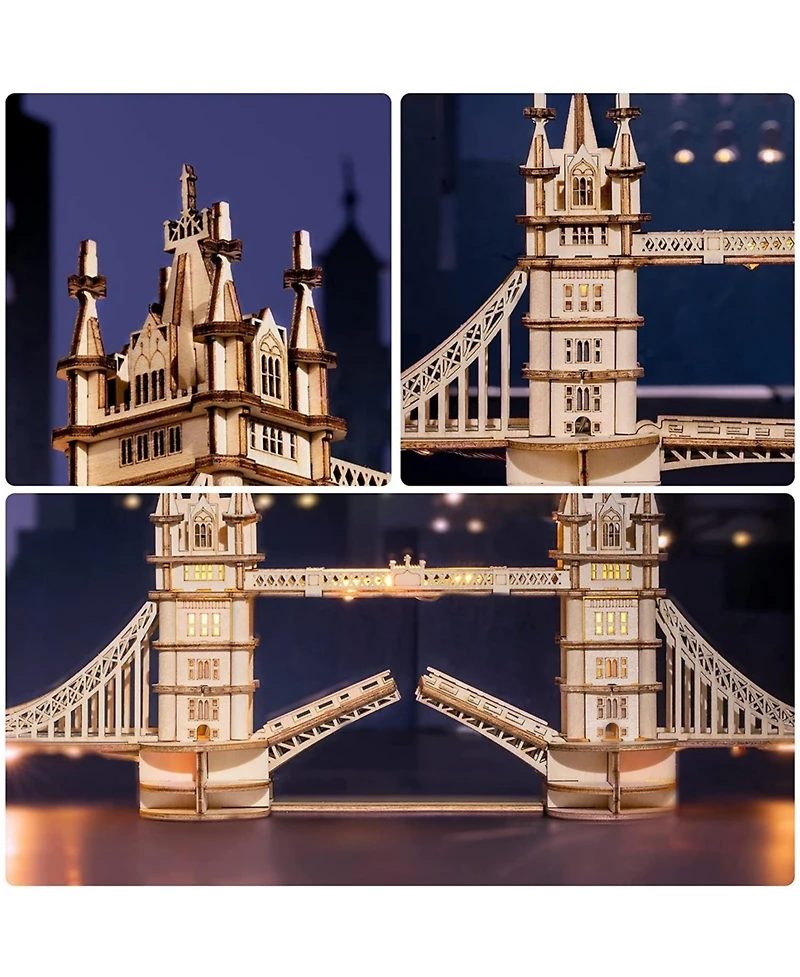 Flash Popup Diy 3D Wooden Puzzle with Led Lights - Tower Bridge - 113pcs