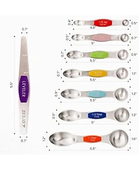 Set of 8 Stackable Magnetic Measuring Spoons with Leveler