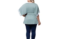 Kiyonna Plus Sarah Lace Trim Peplum Top