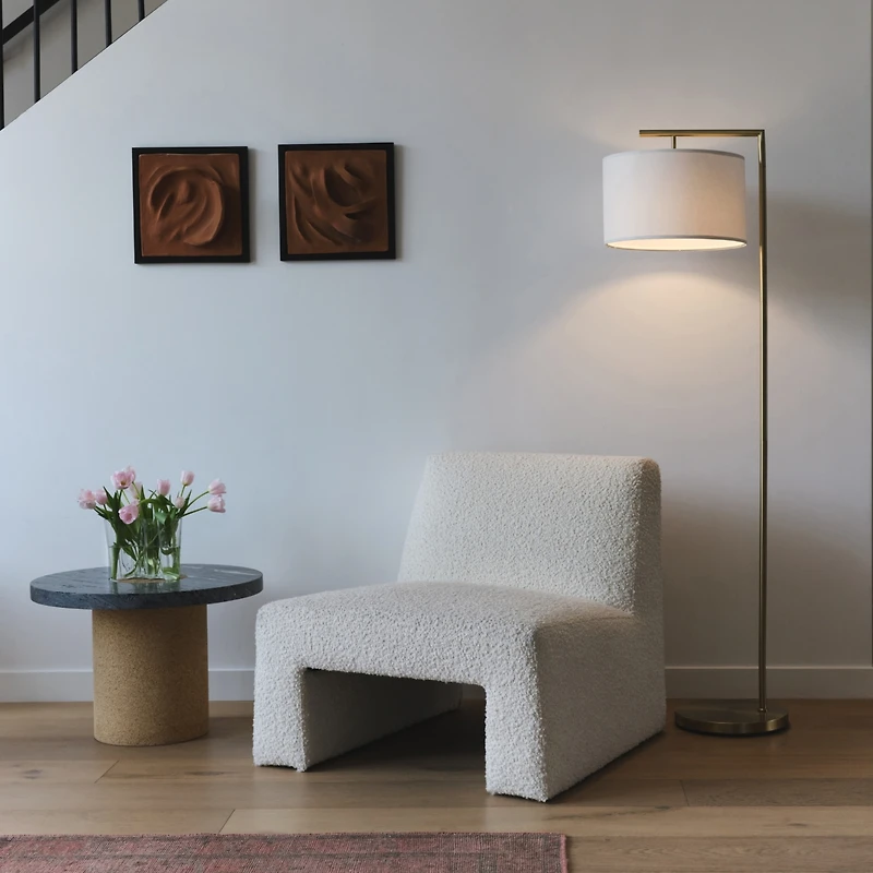 Brightech Montage Modern 60" Led Arc Floor Lamp with Fabric Drum Shade, Smart Plug Compatible, Bulb Included