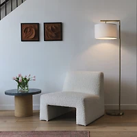 Brightech Montage Modern 60" Led Arc Floor Lamp with Fabric Drum Shade, Smart Plug Compatible, Bulb Included
