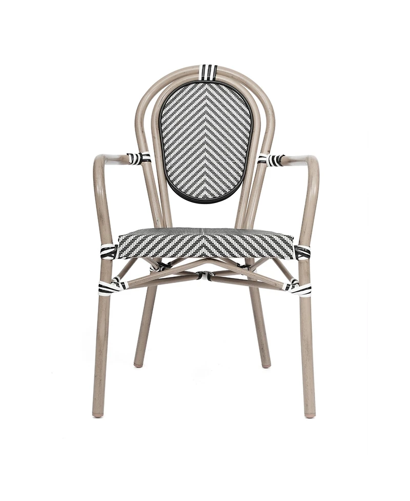 Merrick Lane Mael Set Of Four Stacking Thonet Bistro Style Chair With Arms, Textilene Seat