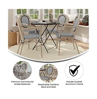 Merrick Lane Mael Set Of Four Stacking Thonet Bistro Style Chair With Arms, Textilene Seat